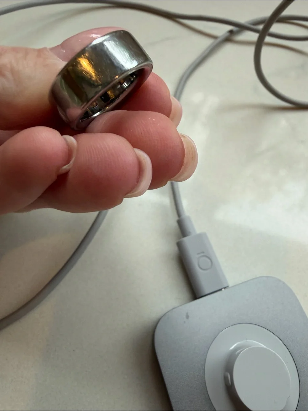 Oura Gray USB-C Charging Dock with Silver Accent